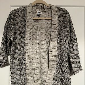 Black and White Knit Cardigan